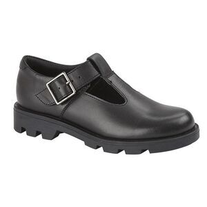 Roamers Girls Leather School Shoes / Black